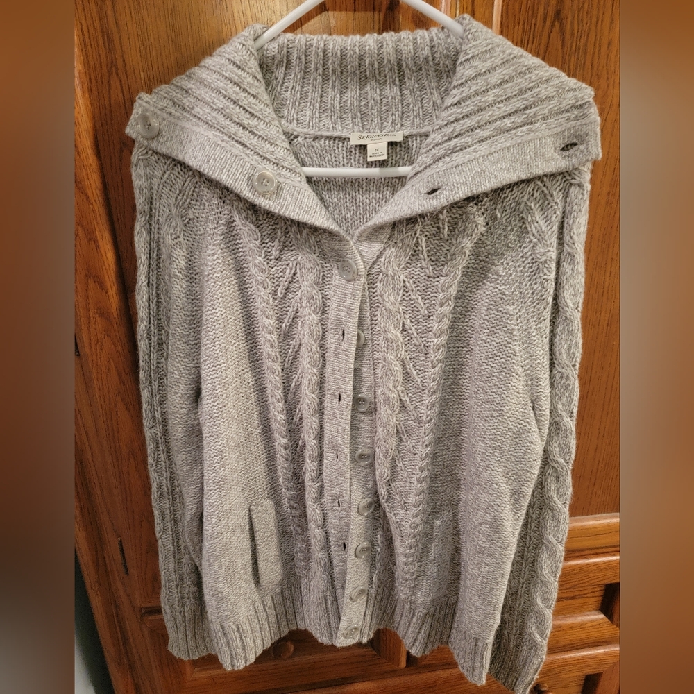 St. John's Bay Light Gray Cable Knit Cardigan